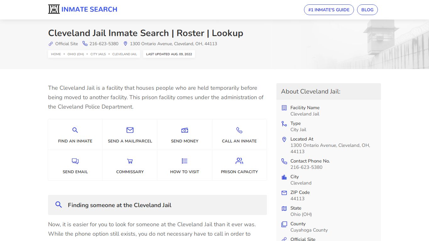 Cleveland Jail Inmate Search | Roster | Lookup