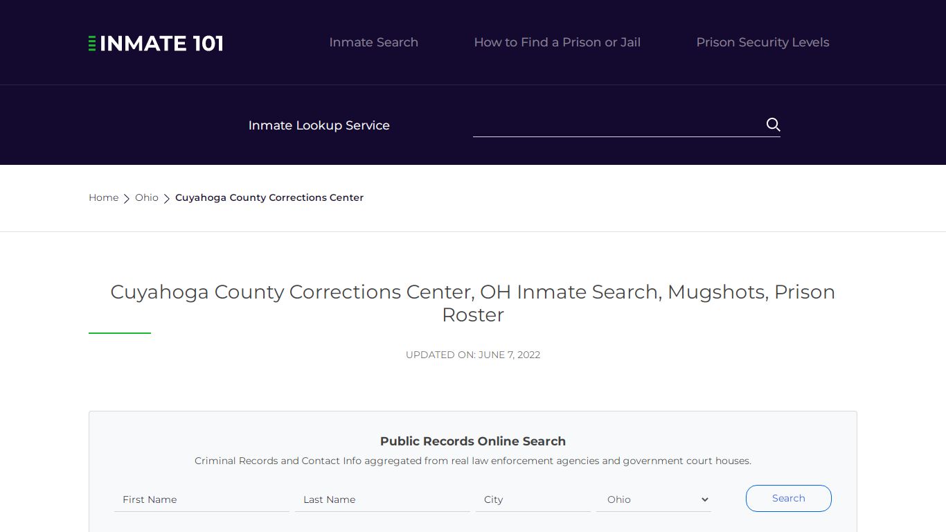 Cuyahoga County Corrections Center, OH Inmate Search ...